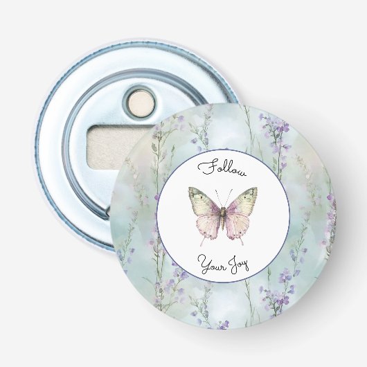 Romantische mooie lavendelbloemen button flesopener (Voorkant)