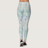 Romantische mooie paarse bloemen bruidssalon leggings (Achterkant)