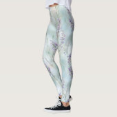 Romantische mooie paarse bloemen bruidssalon leggings (Links)