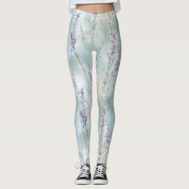 Romantische mooie paarse bloemen bruidssalon leggings
