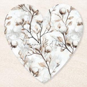 Romantische mooie witte bloeiende boom bruiloft kartonnen onderzetters
