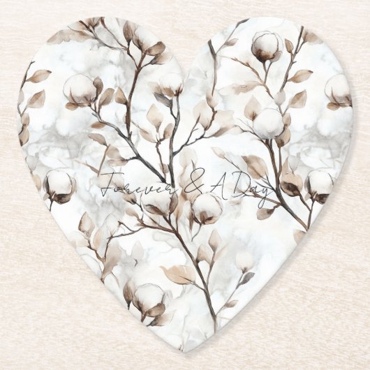 Romantische mooie witte bloeiende boom bruiloft kartonnen onderzetters (Voorkant)