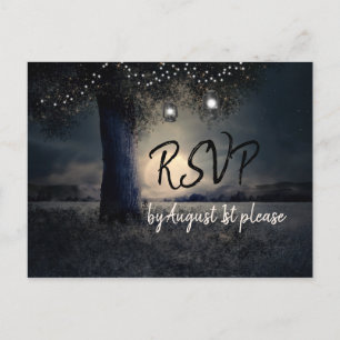 Romantische Moonlight en Lantaarns in Trees RSVP Briefkaart