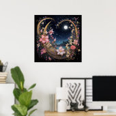 Romantische Moonlight Garden Poster (Thuiskantoor)