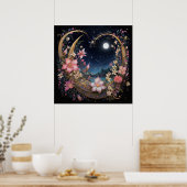 Romantische Moonlight Garden Poster (Keuken)