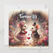 Romantische Moppige Muizen Harten Bloemen Valentij Feestdagenkaart (Voorkant)