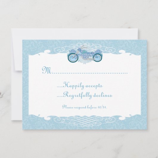 Romantische motorhuwelijksuitnodiging RSVP kaart (Achterkant)