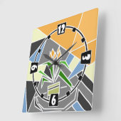 Romantische mozaïektextuurelementen vitrage bloeme vierkante klok (Hoek)