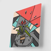 Romantische mozaïektextuurelementen vitrage bloeme vierkante klok (Hoek)