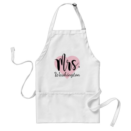 Romantische Mrs Roze Hart Calligrafie Monogram Standaard Schort (Voorkant)