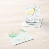 Romantische munt, groen en witte bloemen goud kartonnen onderzetters (Insitu)