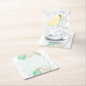 Romantische munt, groen en witte bloemen goud kartonnen onderzetters (Insitu)