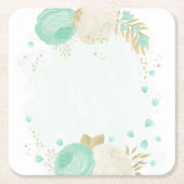 Romantische munt, groen en witte bloemen goud kartonnen onderzetters (Voorkant)
