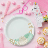 Romantische munt, groen en witte bloemen goud papieren bordje (Feest)