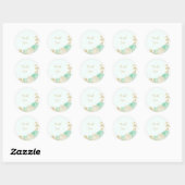 Romantische munt, groen en witte bloemen goud ronde sticker (Vel)