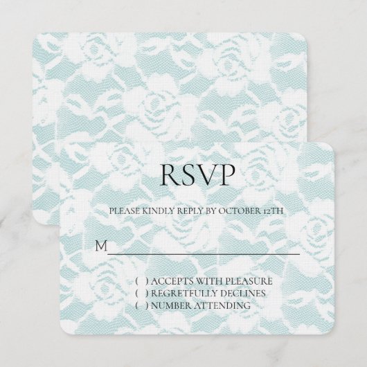Romantische Munt Witte Rozen Bloemen Huwelijk RSVP (Voorkant / Achterkant)
