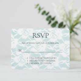Romantische Munt Witte Rozen Bloemen Huwelijk RSVP Kaartje