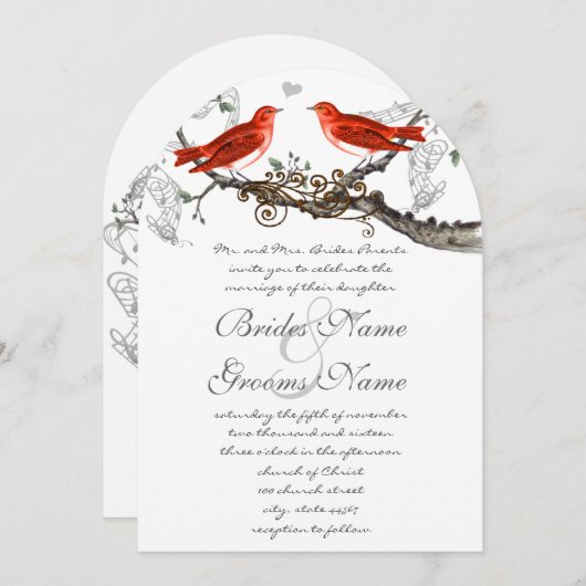  Romantische Musical Red Tortelduifjes Weddenschap Kaart (Voorkant / Achterkant)