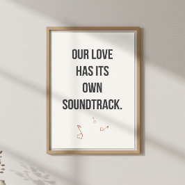 Romantische muziek citaat muurkunst. Slaapkamer vo Poster