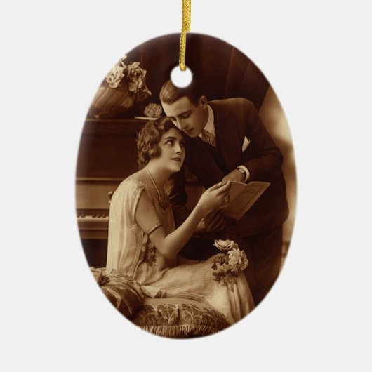 Romantische muziek, liefde en Romance Lovers Keramisch Ornament (Voorkant)