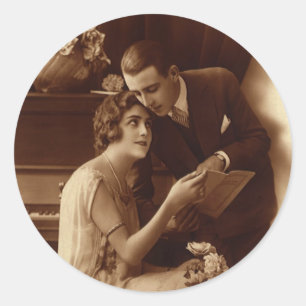 Romantische muziek, liefde en Romance Lovers Ronde Sticker
