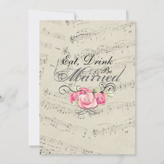 Romantische Muzieknoten Huwrepetitie Kaart (Achterkant)