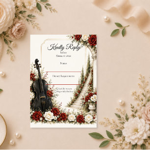 Romantische Muziektuin Elegantie Trouwdag RSVP Kaartje