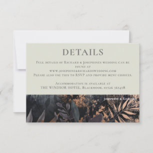 Romantische, mysterieuze details omslagkaart RSVP kaartje