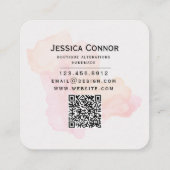 Romantische naaimachine - Waterverf bloemen Vierkante Visitekaartje (Achterkant)