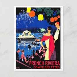 Romantische nacht aan de Franse Rivièra, vintage r Briefkaart