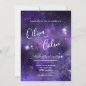 Romantische nachtelijke hemel sterrenlicht Paarse  Kaart (Voorkant)