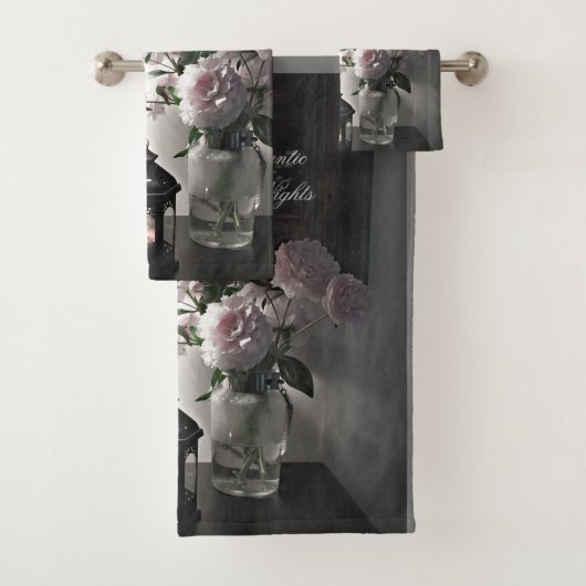Romantische Nachten w / Pioenenbloemen & Kaars Bad Handdoek (Insitu)
