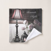 Romantische Nachten w / Pioenenbloemen & Kaars Bad Handdoek (Wasdoekje)