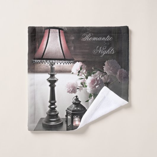Romantische Nachten w / Pioenenbloemen & Kaars Bad Handdoek (Wasdoekje)