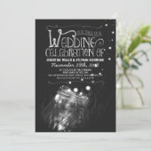 Romantische nachtlampjes mason jar bruiloft uitnod kaart (Staand voorkant)