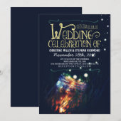 Romantische nachtlampjes mason jar bruiloft uitnod kaart (Voorkant / Achterkant)