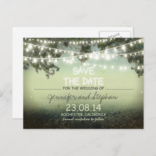 romantische nachtlampjes modern opslaan de datum aankondigingskaart (Voorkant / Achterkant)