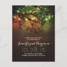 romantische nachtlampjes rustiek sparen de datum aankondigingskaart