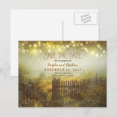 romantische nachtlampjes rustiek sparen de datum aankondigingskaart (Voorkant / Achterkant)