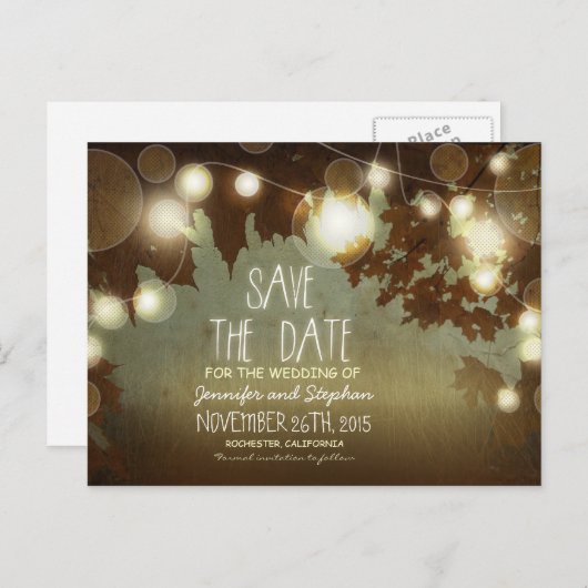 Romantische nachtlampjes  Save the Date Aankondigingskaart (Voorkant / Achterkant)