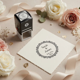 Romantische Namen en Datum Ronde Huwelijksstempel Zelfinktende Stempel
