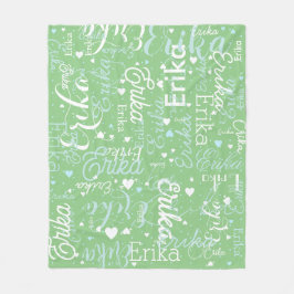Romantische namen en Schattigee harten herhaald op Fleece Deken