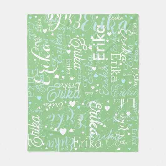 Romantische namen en Schattigee harten herhaald op Fleece Deken (Voorkant)