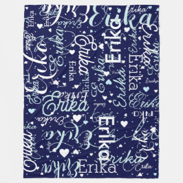 Romantische namen en Schattigee harten herhaald op Fleece Deken