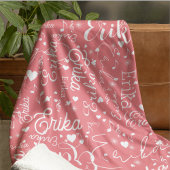 Romantische namen Harten herhaalde allover roze Fleece Deken