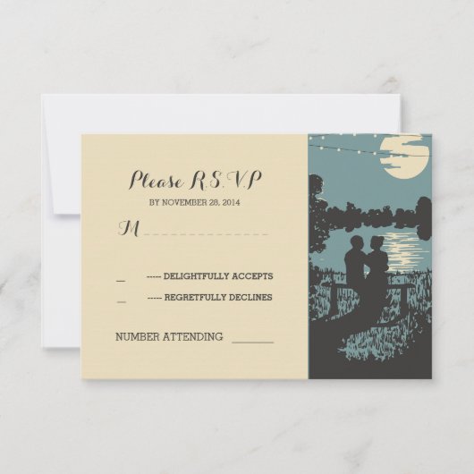 Romantische natuur en strijklichten bruiloft RSVP (Voorkant)