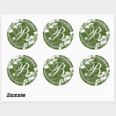 Romantische Natuur/ Monogram Ronde Sticker (Vel)