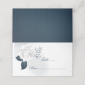 Romantische Navy bladeren & witte bloem Plaatskaartje (Buitenkant ongevouwen)