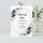 Romantische Navy Blauwe Blosemtak Roos Bloemige Ge Bedankkaart (Staand voorkant)