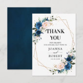 Romantische Navy Blauwe Blosemtint Roos Bloemige G Bedankkaart (Voorkant / Achterkant)